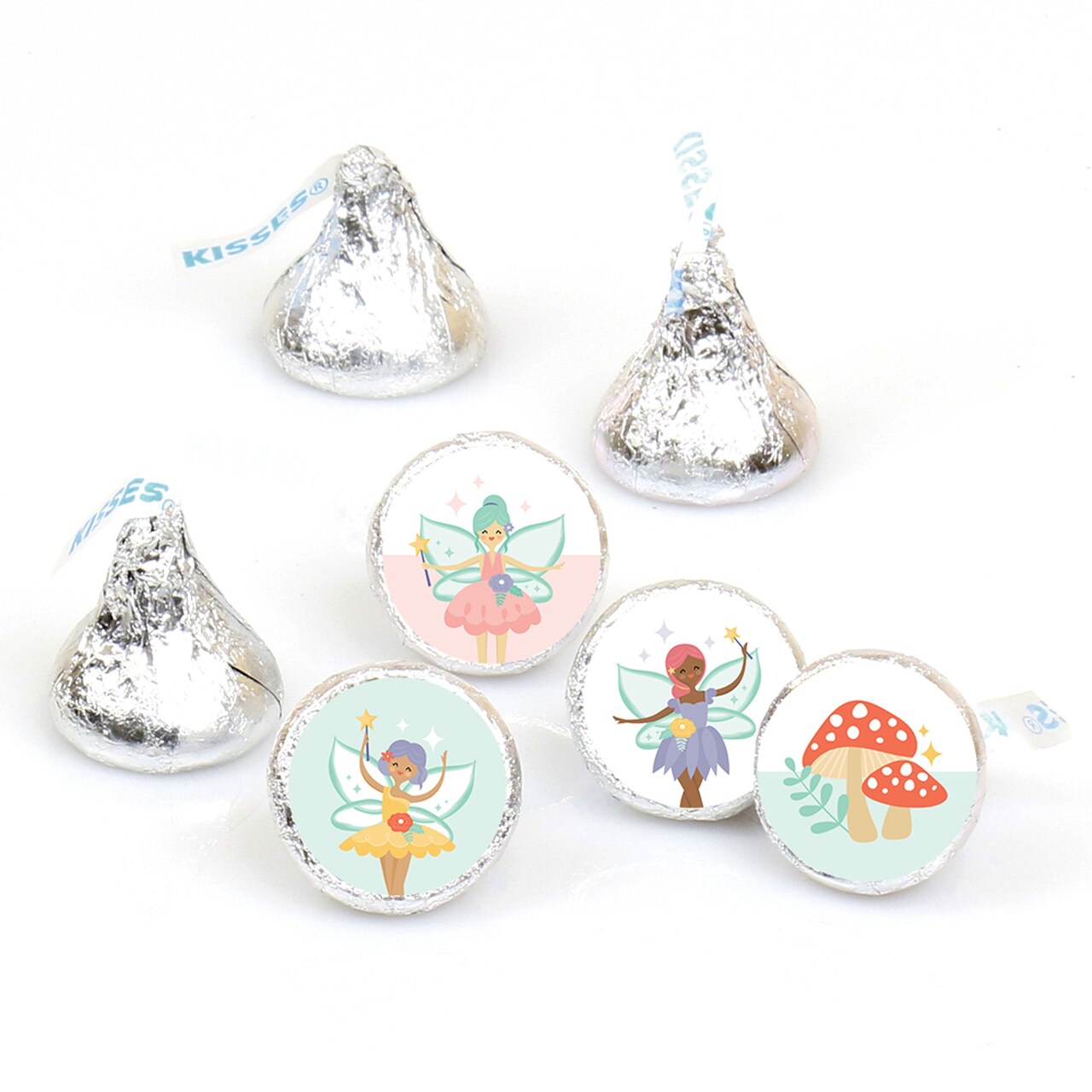 Big Dot of Happiness Let's Be Fairies - Fairy Garden Birthday Party Round Candy Sticker Favors - Labels Fits Chocolate Candy (1 sheet of 108)